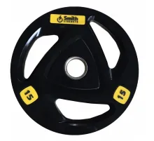 Диск для штанги Smith WP085-15 c 3-м хватом, обрезиненный, 15кг